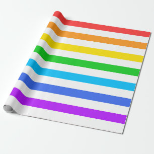 Grote regenboogkleuren en witte strepen cadeaupapier