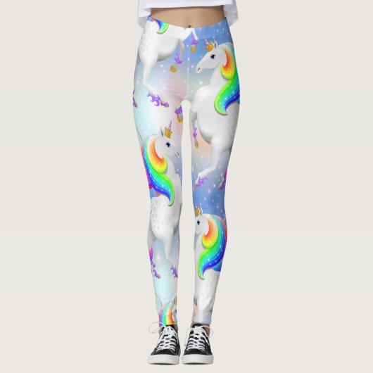 Grote regenboogunikorn prinses van het bos leggings (Voorkant)