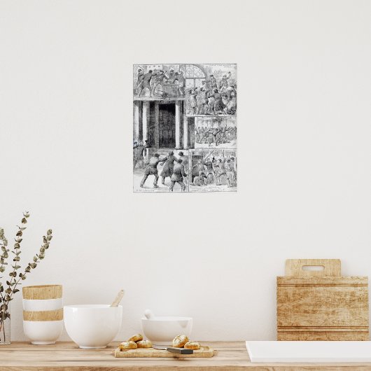 Grote rellen in Londen Poster (Keuken)