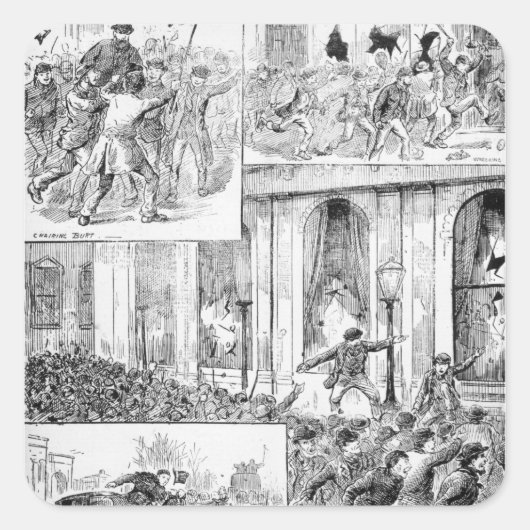 Grote rellen in Londen Vierkante Sticker (Voorkant)