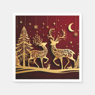 Grote Rendier Wals – Fantasie Kerstpatroon Servet