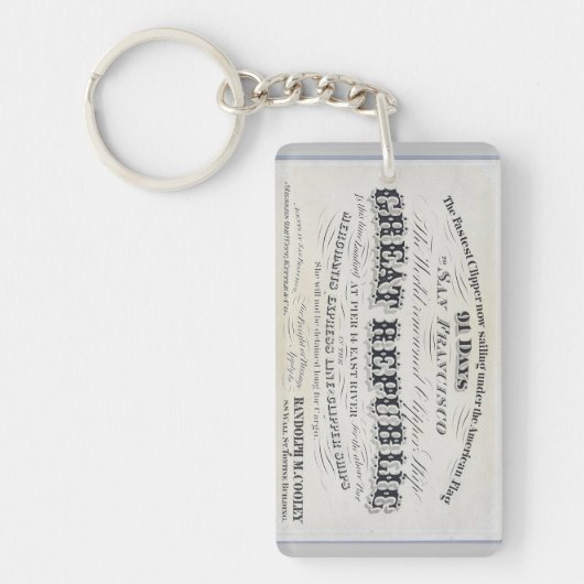 Grote Republiek Clipper zeilschip 1900 Sleutelhanger (Voorkant)