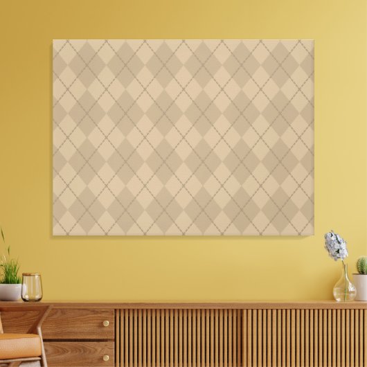 Grote Retro Argyle Wall Art Canvas Afdruk (Insitu (Woonkamer))