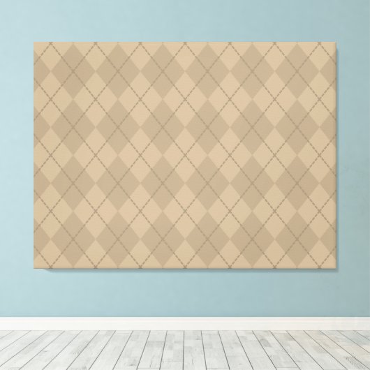 Grote Retro Argyle Wall Art Canvas Afdruk (Insitu (Houten vloer))