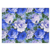 Grote Retro Blauwe Roos Bloem Tafelkleed (Voorkant (Horizontaal))