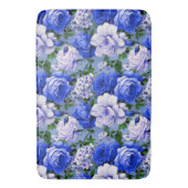 Grote Retro Blauwe Rozen Bloem Badmat (Voorkant Verticaal)