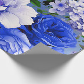 Grote Retro Blauwe Rozen Bloem Cadeaupapier (Hoek)