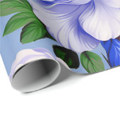 Grote Retro Blauwe Rozen Bloem Cadeaupapier (Rol Hoek)