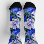 Grote Retro Blauwe Rozen Bloem Sokken (Top)