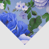 Grote Retro Blauwe Rozen Bloem Tissuepapier (Detail)