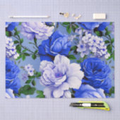 Grote Retro Blauwe Rozen Bloem Tissuepapier (Craft)