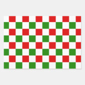 Grote Retro Checkerboard - Rood en Groene Kerstmis Inpakpapier Vel (Voorkant 3)
