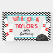 Grote Retro Chevron Bowling Verjaardag Banner (Horizontaal)
