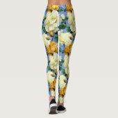 Grote Retro Gele Rose Bloem Leggings (Achterkant)