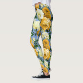 Grote Retro Gele Rose Bloem Leggings (Links)