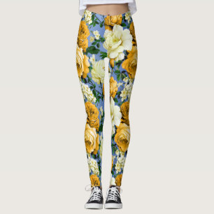 Grote Retro Gele Rose Bloem Leggings