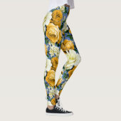 Grote Retro Gele Rose Bloem Leggings (Rechts)