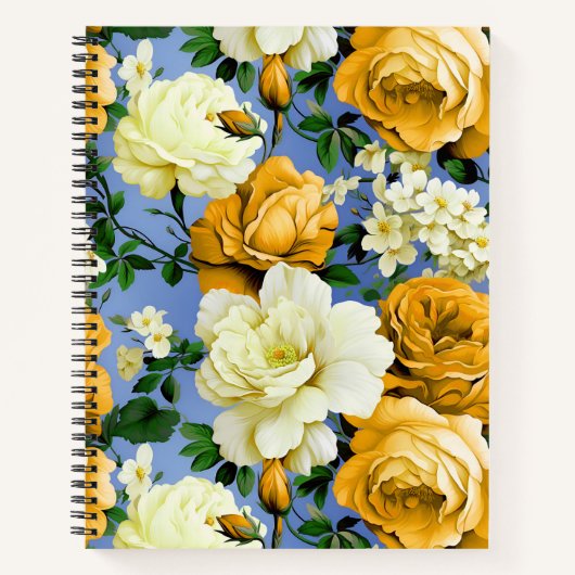 Grote Retro Gele Rose Bloem Notitieboek (Voorkant)