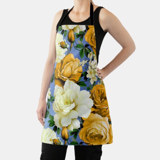 Grote Retro Gele Rose Bloem Schort (Insitu)