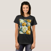Grote Retro Gele Rose Bloem T-shirt (Voorkant volledig)