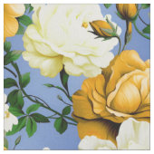 Grote Retro Gele Rose Bloem Textiel Stof (Close Up)