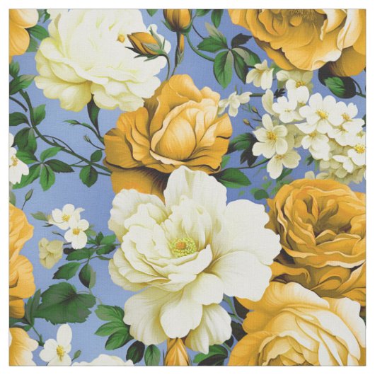 Grote Retro Gele Rose Bloem Textiel Stof (Swatch)