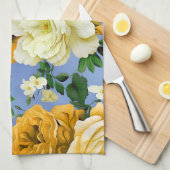 Grote Retro Gele Rose Bloem Theedoek (Quarter Fold)