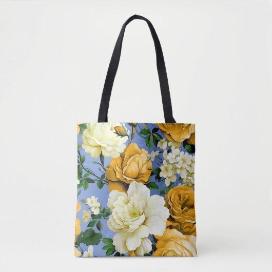 Grote Retro Gele Rose Bloem Tote Bag (Voorkant)