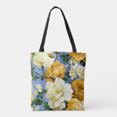 Grote Retro Gele Rose Bloem Tote Bag (Achterkant)