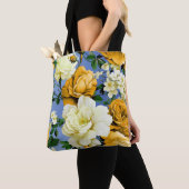 Grote Retro Gele Rose Bloem Tote Bag (Dichtbij)