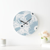 Grote Retro Margriet Flower Power Stof Blauw Klok (Huis)