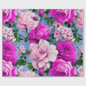Grote Retro Paarse Rozen Bloem Cadeaupapier (Vlak)
