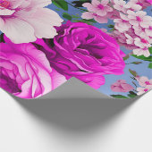 Grote Retro Paarse Rozen Bloem Cadeaupapier (Hoek)