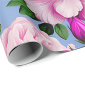 Grote Retro Paarse Rozen Bloem Cadeaupapier (Rol Hoek)