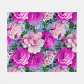 Grote Retro Paarse Rozen Bloem Fleece Deken (Voorkant (Horizontaal))
