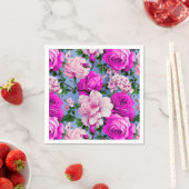 Grote Retro Paarse Rozen Bloem Servet (Insitu)