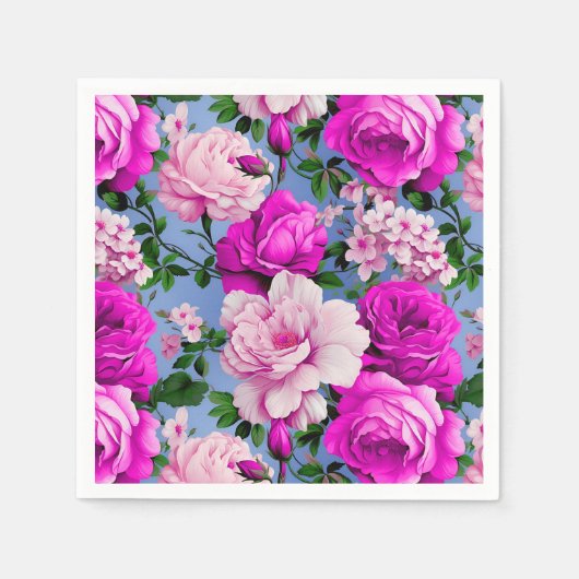Grote Retro Paarse Rozen Bloem Servet (Voorkant)