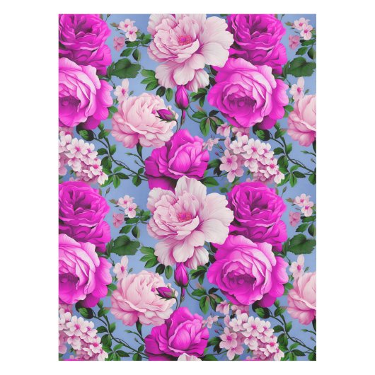 Grote Retro Paarse Rozen Bloem Tafelkleed (Voorkant)