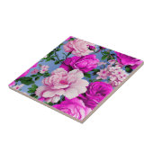 Grote Retro Paarse Rozen Bloem Tegeltje (Zijkant)