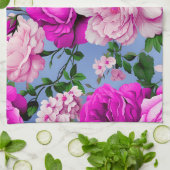 Grote Retro Paarse Rozen Bloem Theedoek (Gevouwen)