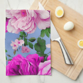 Grote Retro Paarse Rozen Bloem Theedoek (Quarter Fold)