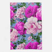 Grote Retro Paarse Rozen Bloem Theedoek (Verticaal)