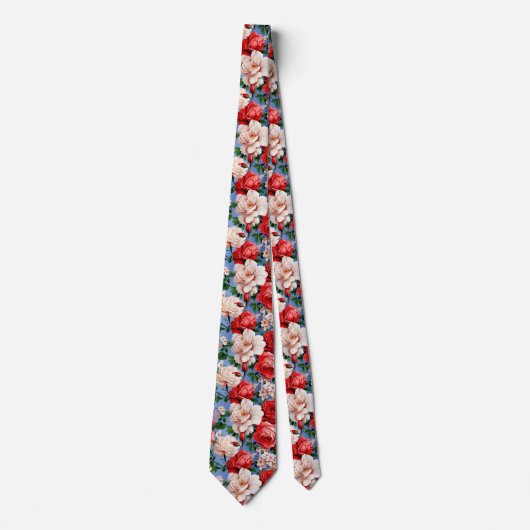 Grote Retro Rode Rose Bloem Stropdas (Voorkant)