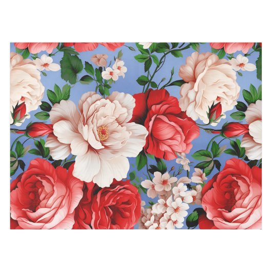 Grote Retro Rode Rose Bloem Tafelkleed (Voorkant (Horizontaal))