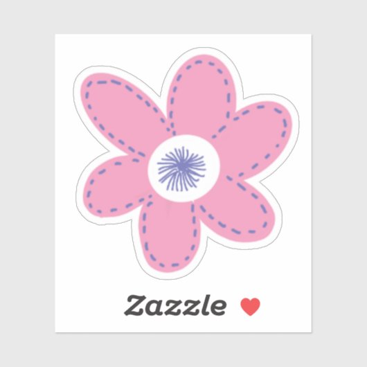 Grote Retro Roze Maagdenpalm Witte Bloem Sticker (Vel)