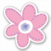 Grote Retro Roze Maagdenpalm Witte Bloem Sticker (Voorkant)