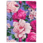 Grote Retro Roze Rose Bloem Klembord (Achterkant)