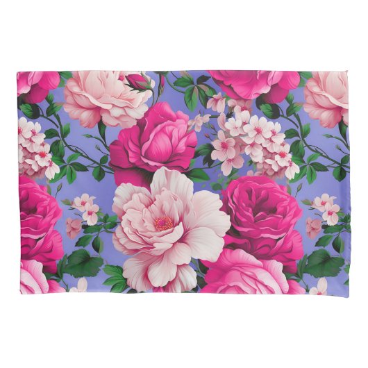 Grote Retro Roze Rose Bloem Kussensloop (Voorkant)
