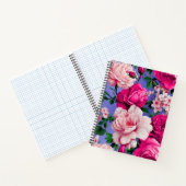 Grote Retro Roze Rose Bloem Notitieboek (Binnen)