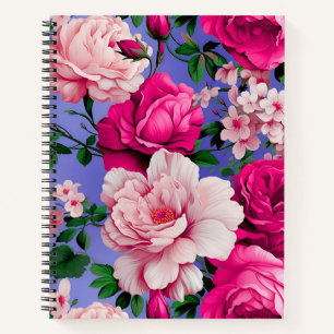 Grote Retro Roze Rose Bloem Notitieboek